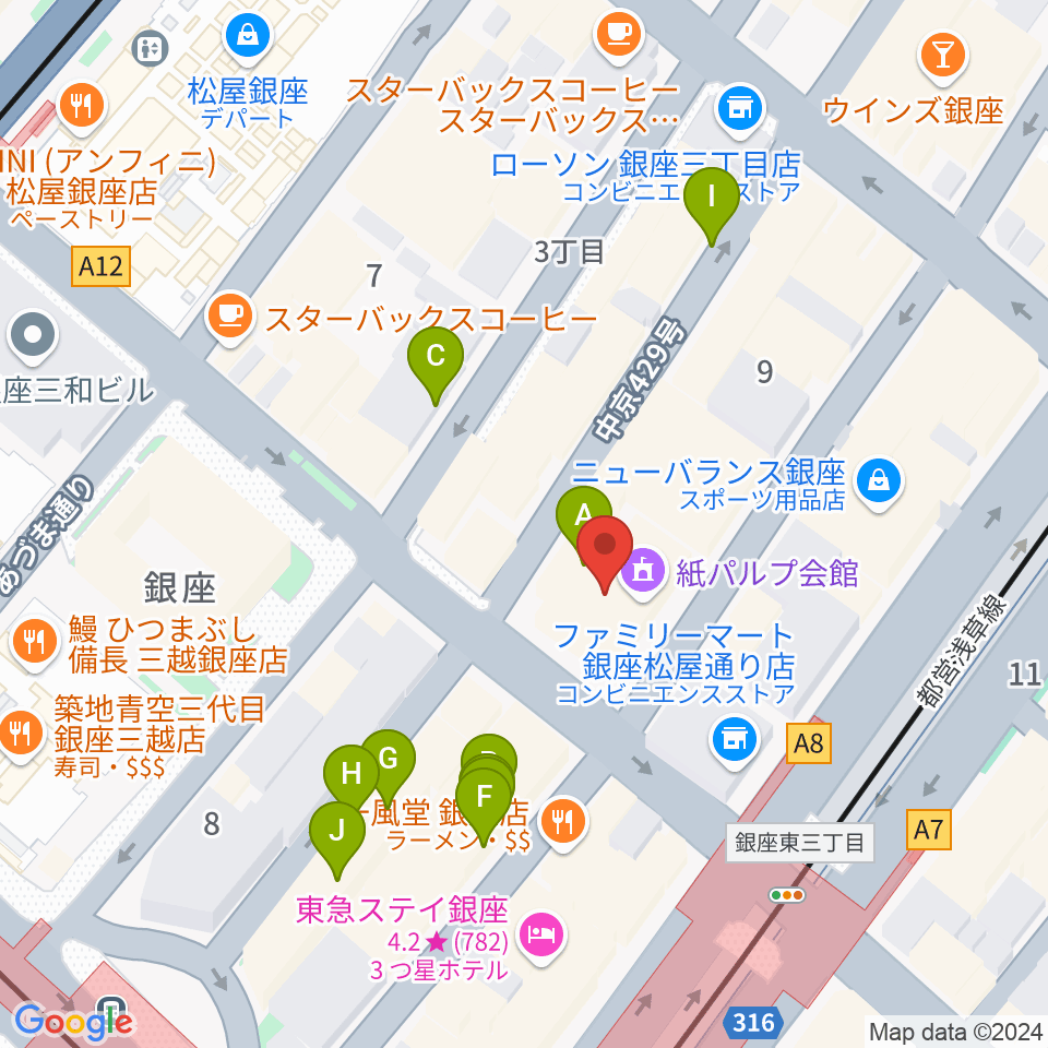 銀座フェニックスプラザ周辺の駐車場・コインパーキング一覧地図