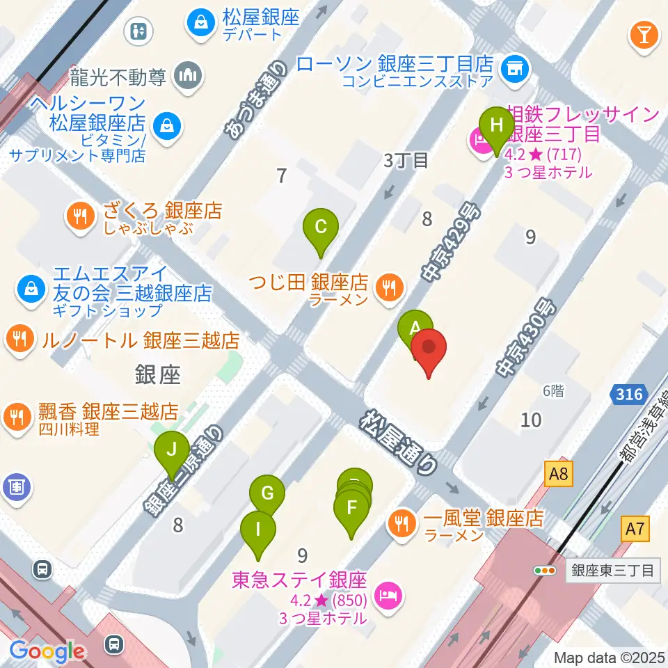 銀座フェニックスプラザ周辺の駐車場・コインパーキング一覧地図