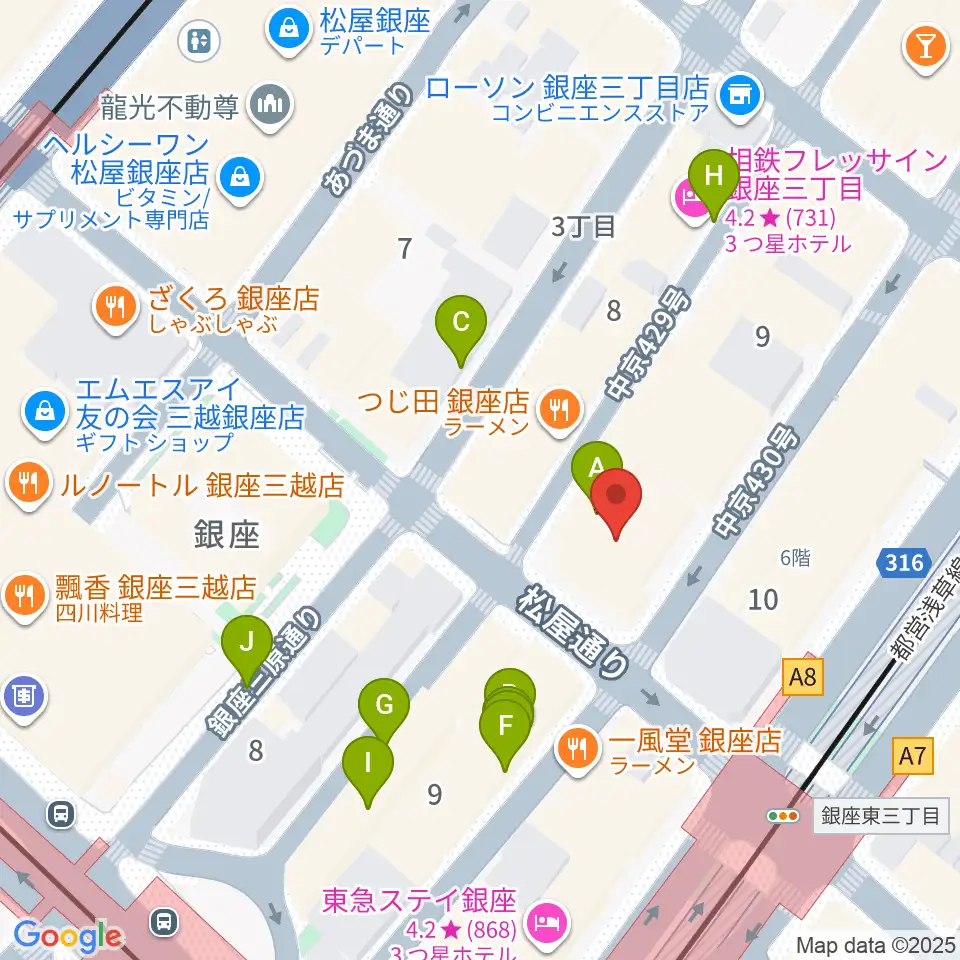 銀座フェニックスプラザ周辺の駐車場・コインパーキング一覧地図