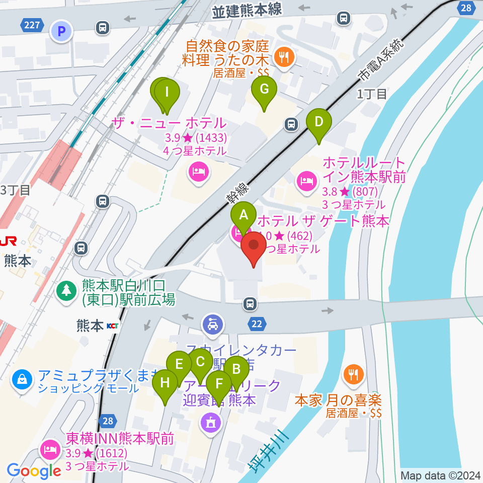 くまもと森都心プラザ周辺の駐車場・コインパーキング一覧地図