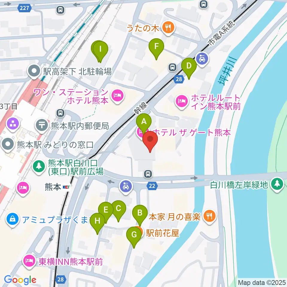 くまもと森都心プラザ周辺の駐車場・コインパーキング一覧地図