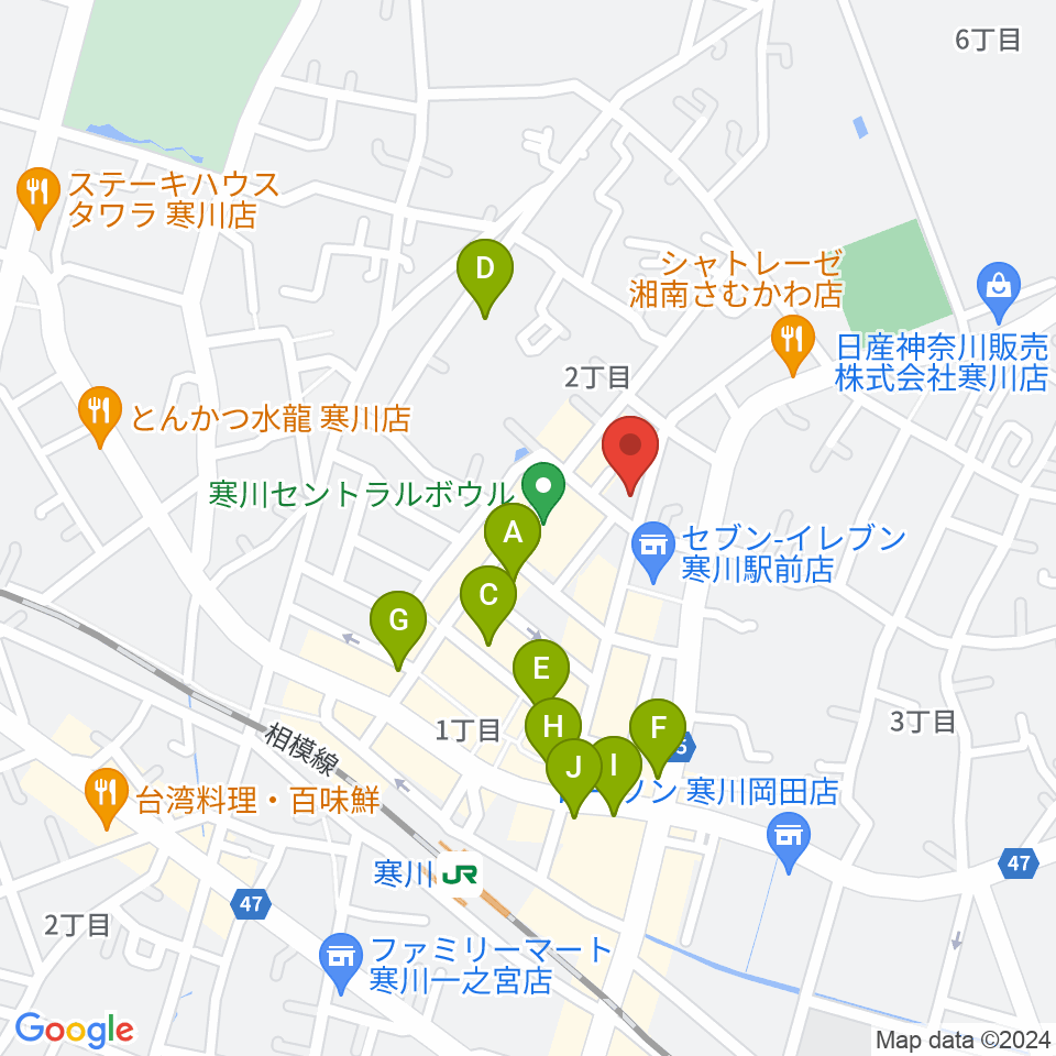 長谷川楽器店 寒川センター周辺の駐車場・コインパーキング一覧地図