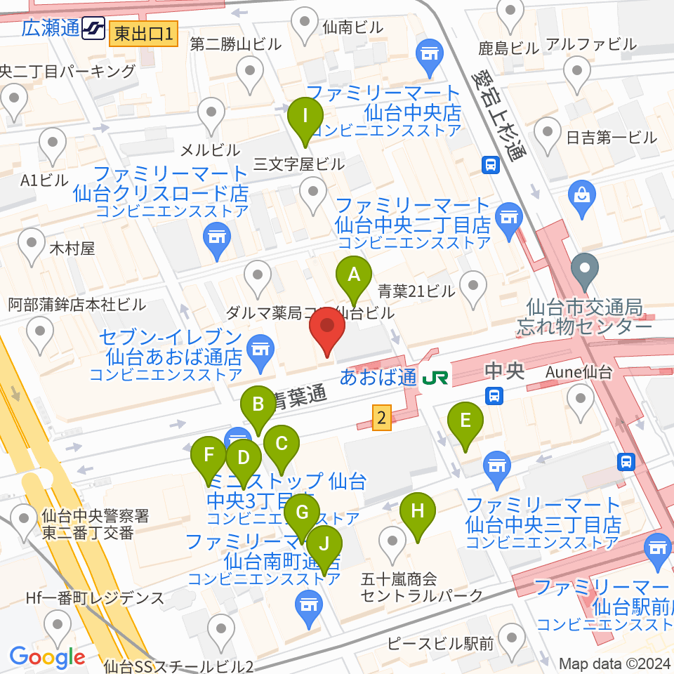 昭和音楽大学附属音楽教室 仙台校周辺の駐車場・コインパーキング一覧地図