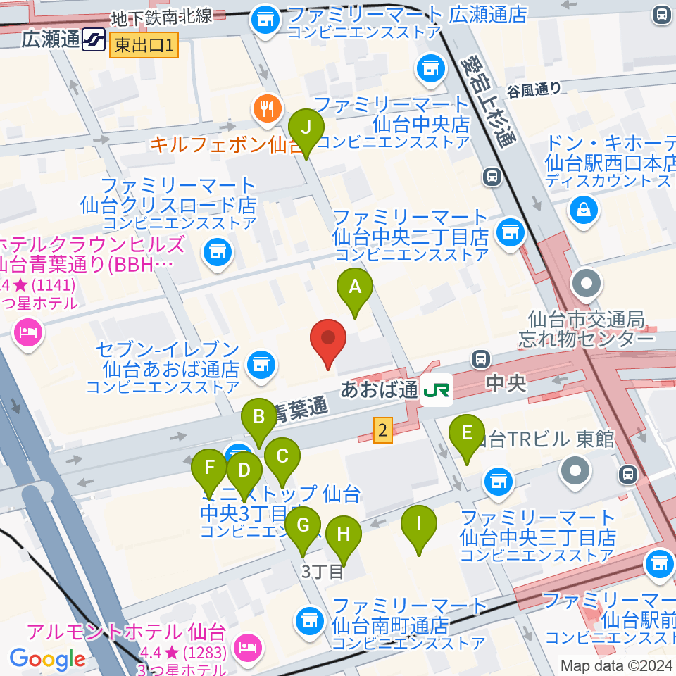 昭和音楽大学附属音楽教室 仙台校周辺の駐車場・コインパーキング一覧地図