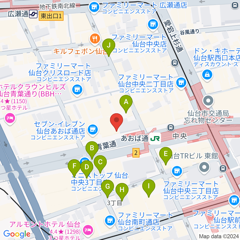 昭和音楽大学附属音楽教室 仙台校周辺の駐車場・コインパーキング一覧地図