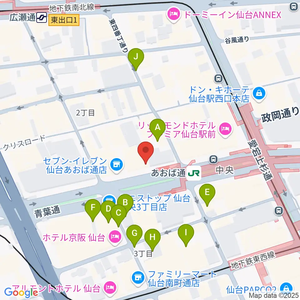 昭和音楽大学附属音楽教室 仙台校周辺の駐車場・コインパーキング一覧地図