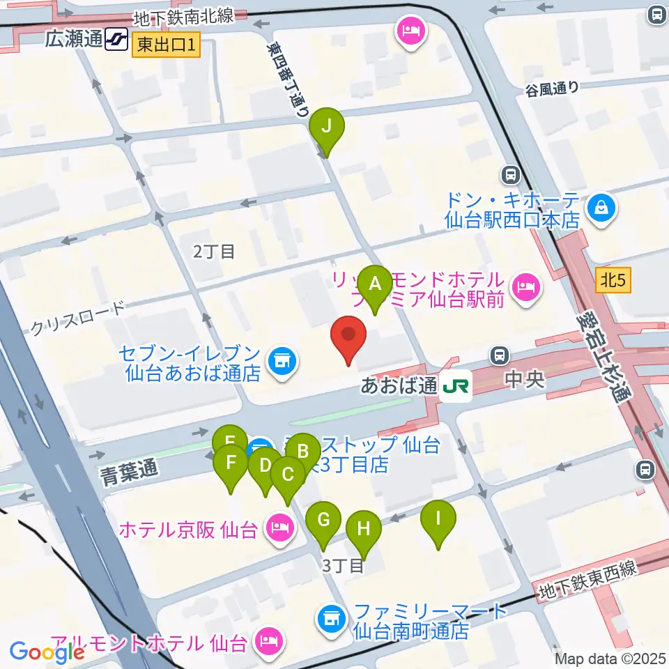 昭和音楽大学附属音楽教室 仙台校周辺の駐車場・コインパーキング一覧地図