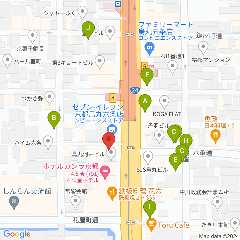 京都 カノン音楽院周辺の駐車場・コインパーキング一覧地図