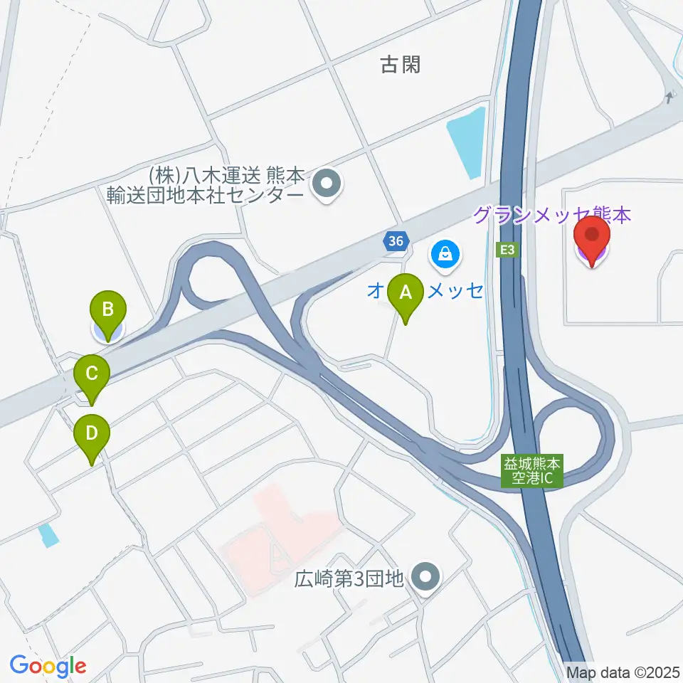 グランメッセ熊本周辺の駐車場・コインパーキング一覧地図