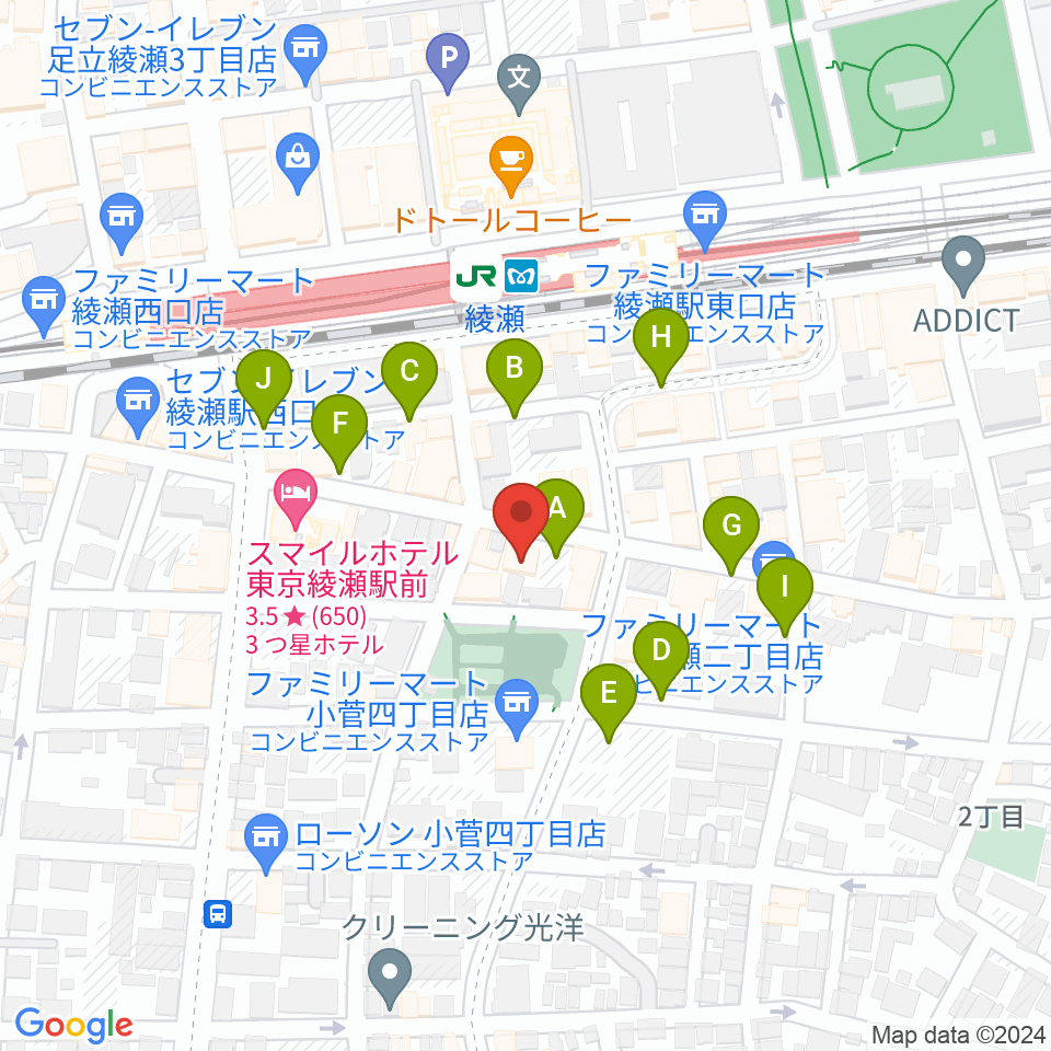 カノン音楽教室 綾瀬教室周辺の駐車場・コインパーキング一覧地図