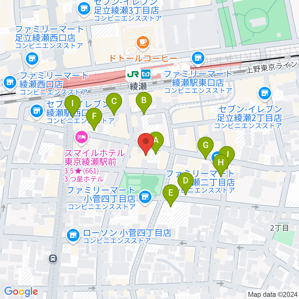 カノン音楽教室 綾瀬教室周辺の駐車場・コインパーキング一覧地図