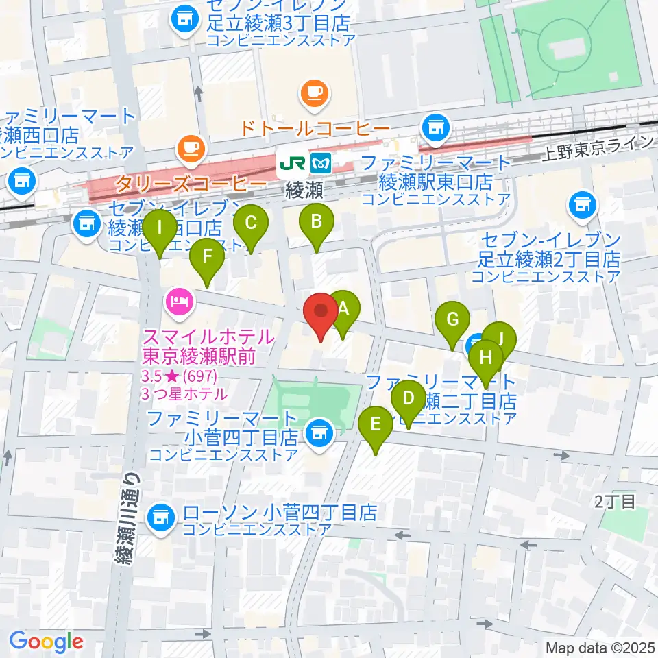 カノン音楽教室 綾瀬教室周辺の駐車場・コインパーキング一覧地図