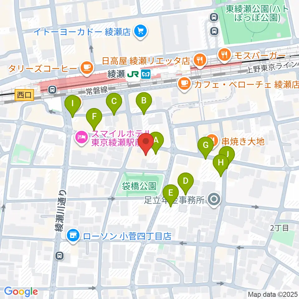 カノン音楽教室 綾瀬教室周辺の駐車場・コインパーキング一覧地図