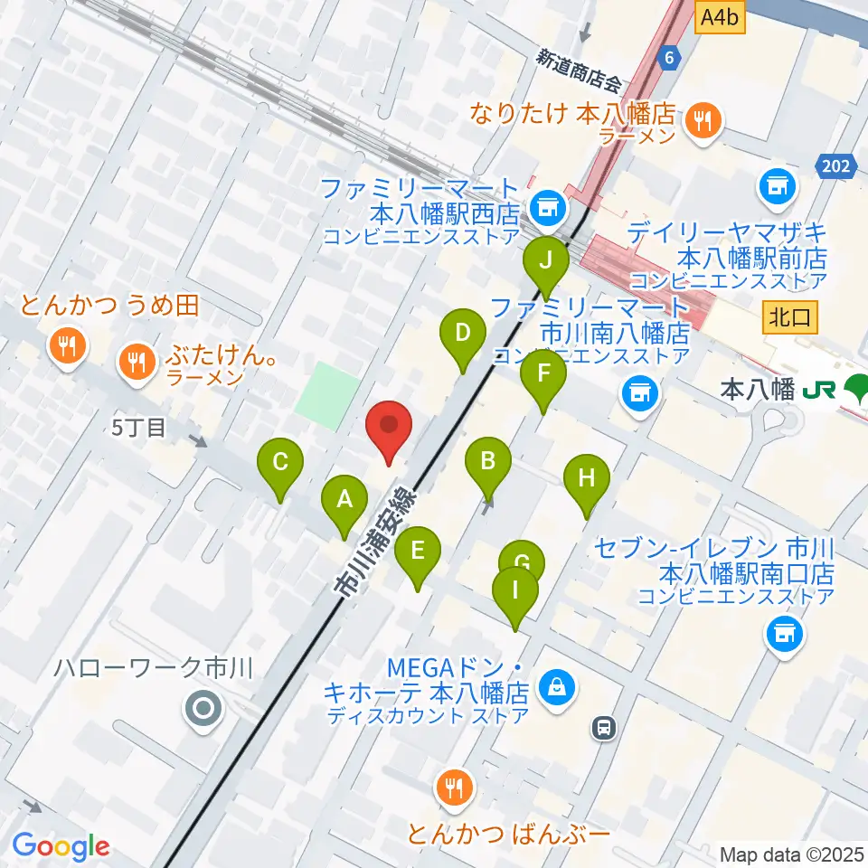 カノン音楽教室 本八幡校周辺の駐車場・コインパーキング一覧地図