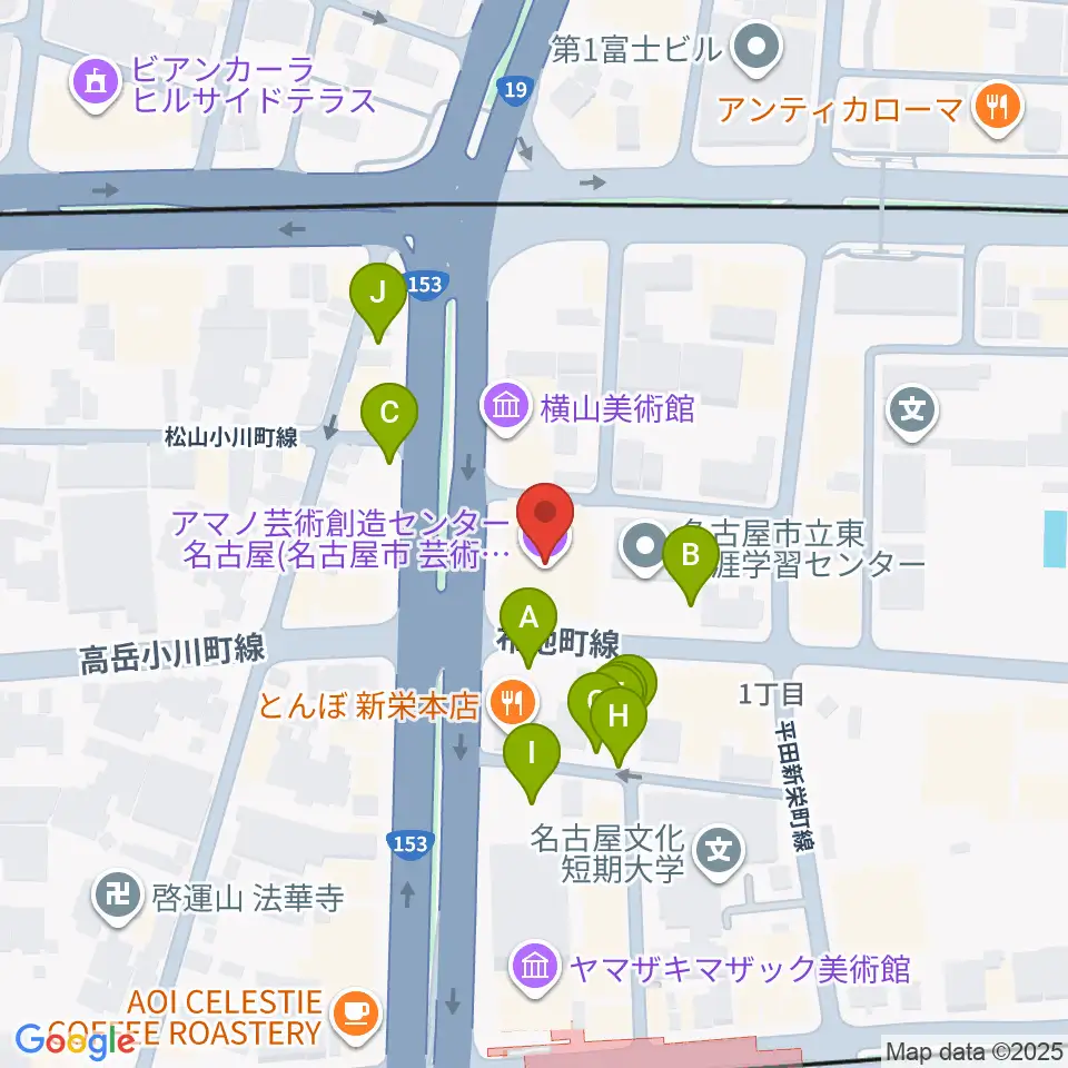 アマノ芸術創造センター名古屋周辺の駐車場・コインパーキング一覧地図