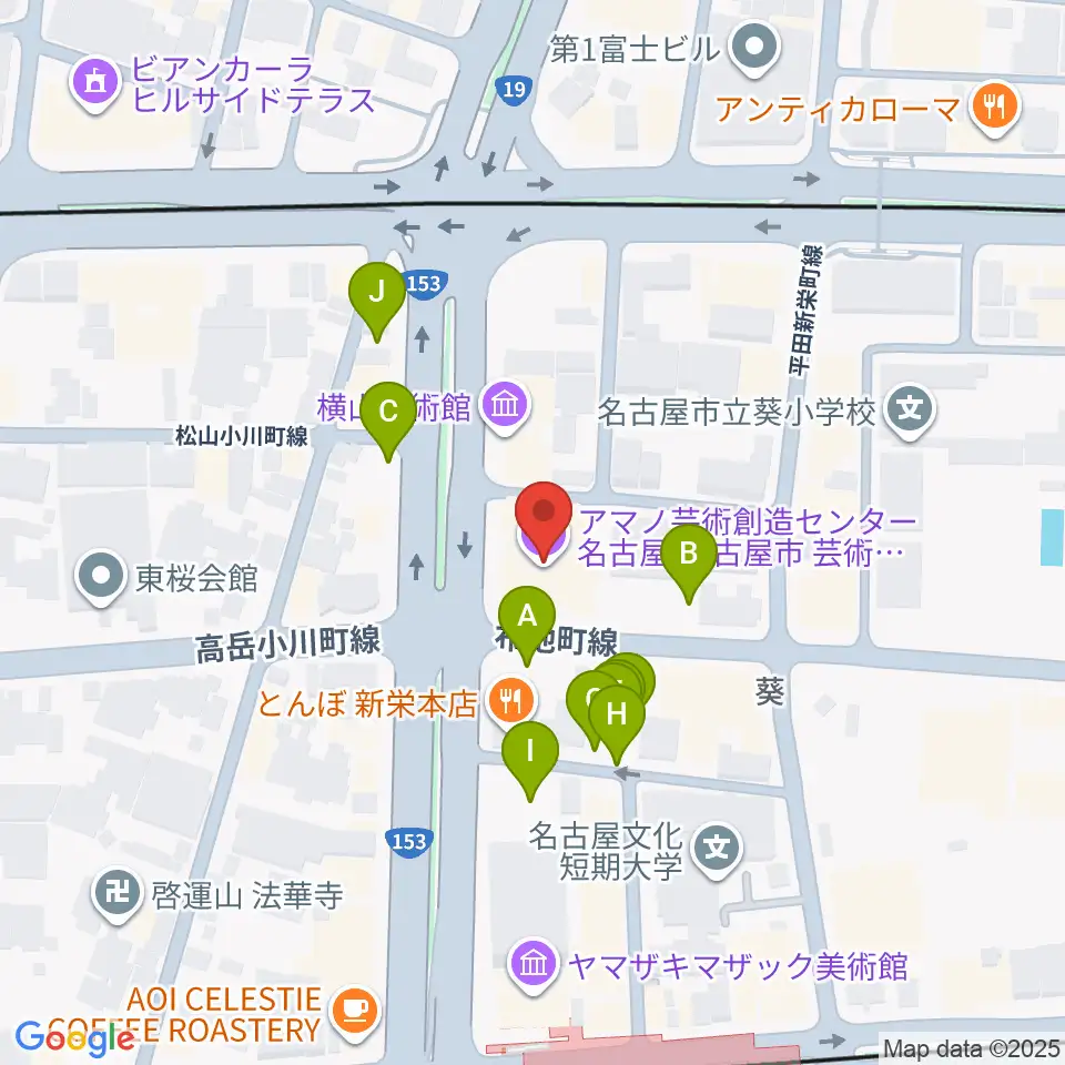 アマノ芸術創造センター名古屋周辺の駐車場・コインパーキング一覧地図