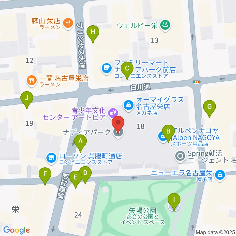 名古屋市青少年文化センター アートピア周辺の駐車場・コインパーキング一覧地図