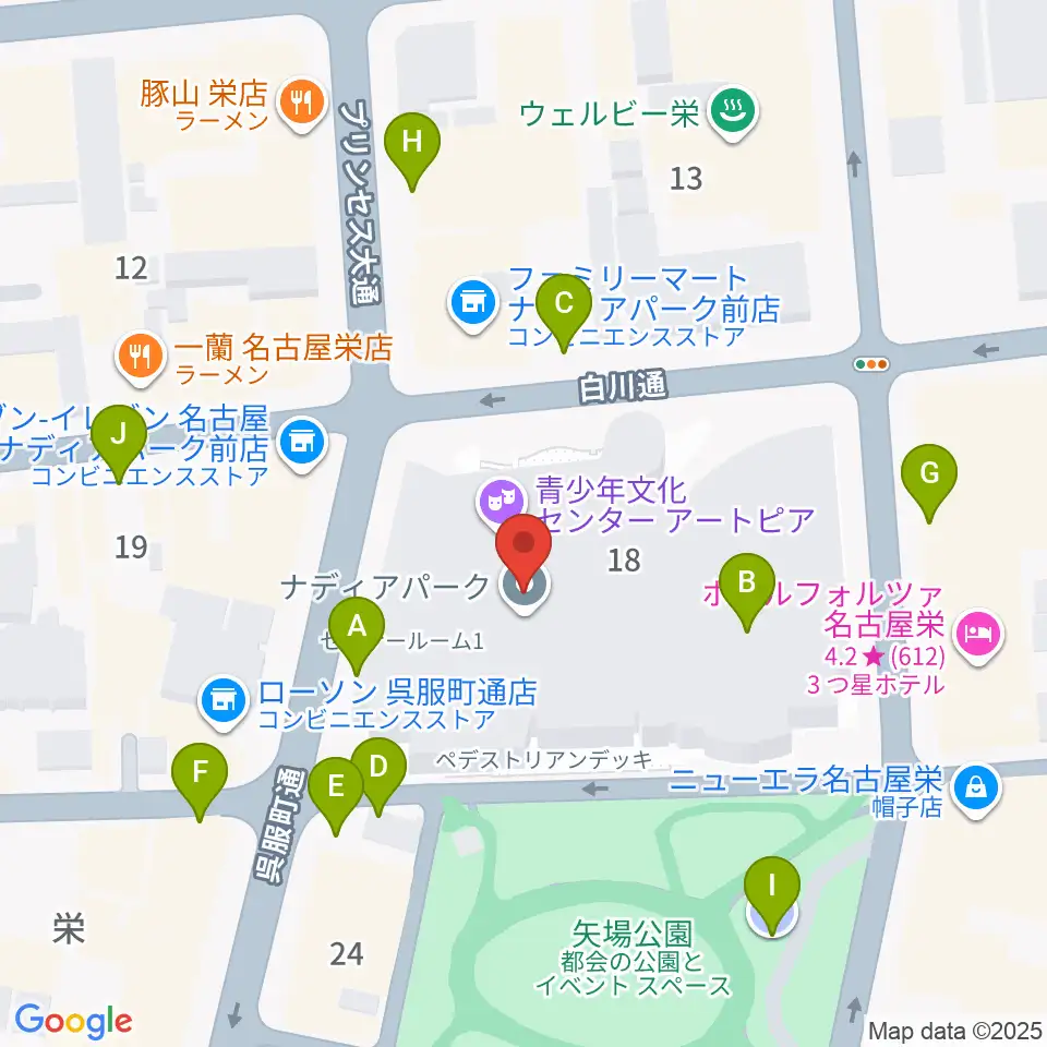 名古屋市青少年文化センター アートピア周辺の駐車場・コインパーキング一覧地図