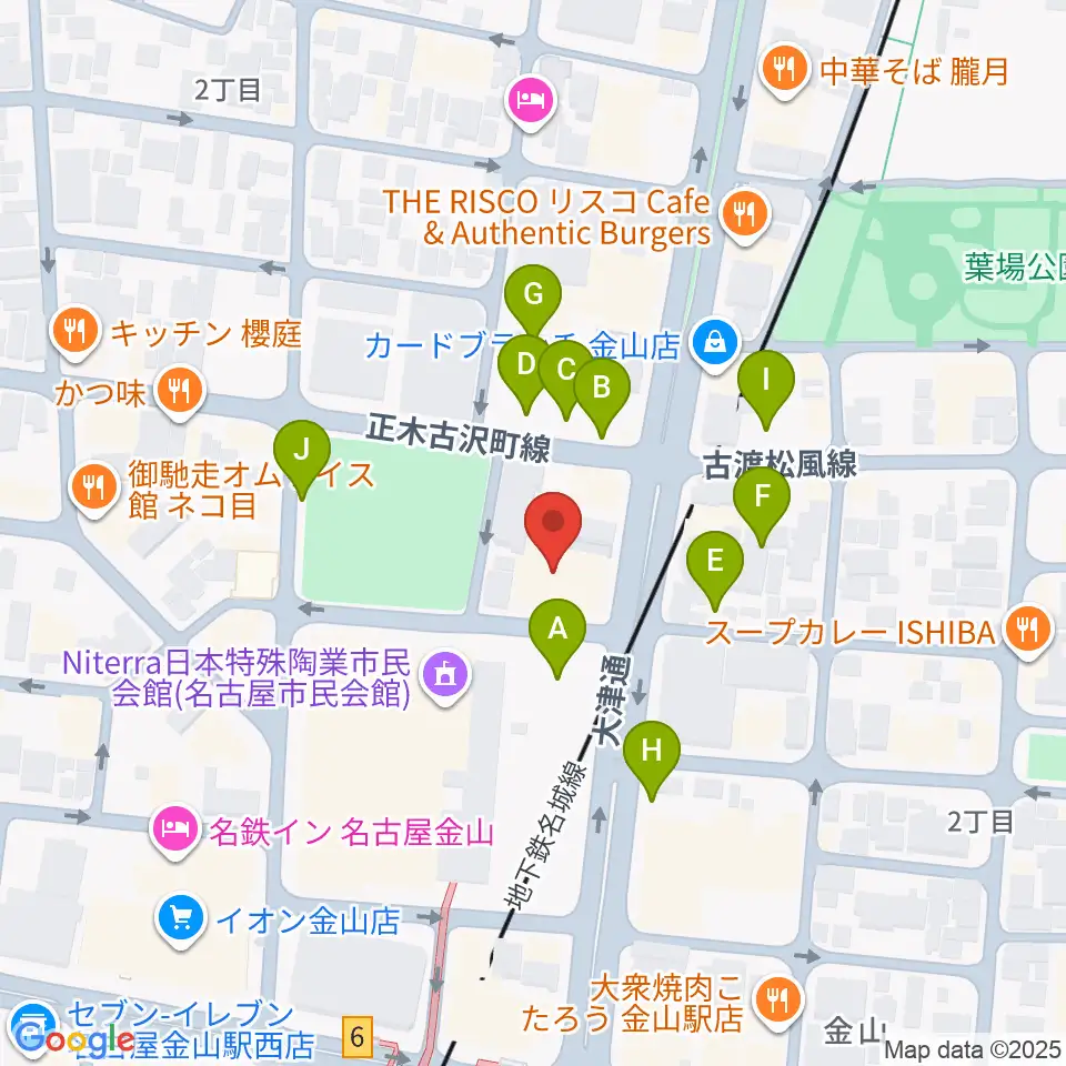 名古屋市音楽プラザ周辺の駐車場・コインパーキング一覧地図