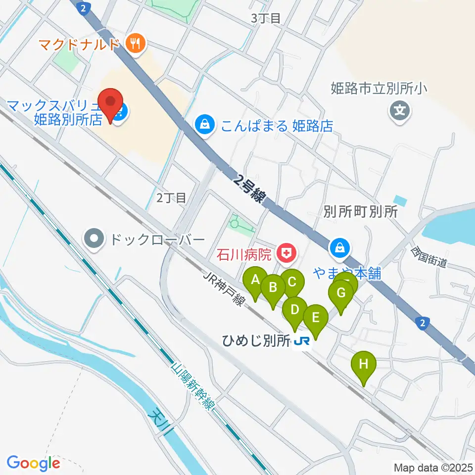 文化堂 イオン姫路別所センター周辺の駐車場・コインパーキング一覧地図