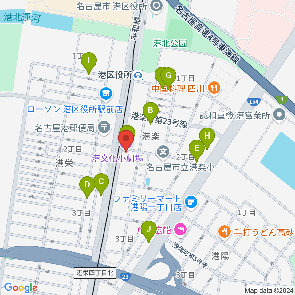 港文化小劇場周辺の駐車場・コインパーキング一覧地図