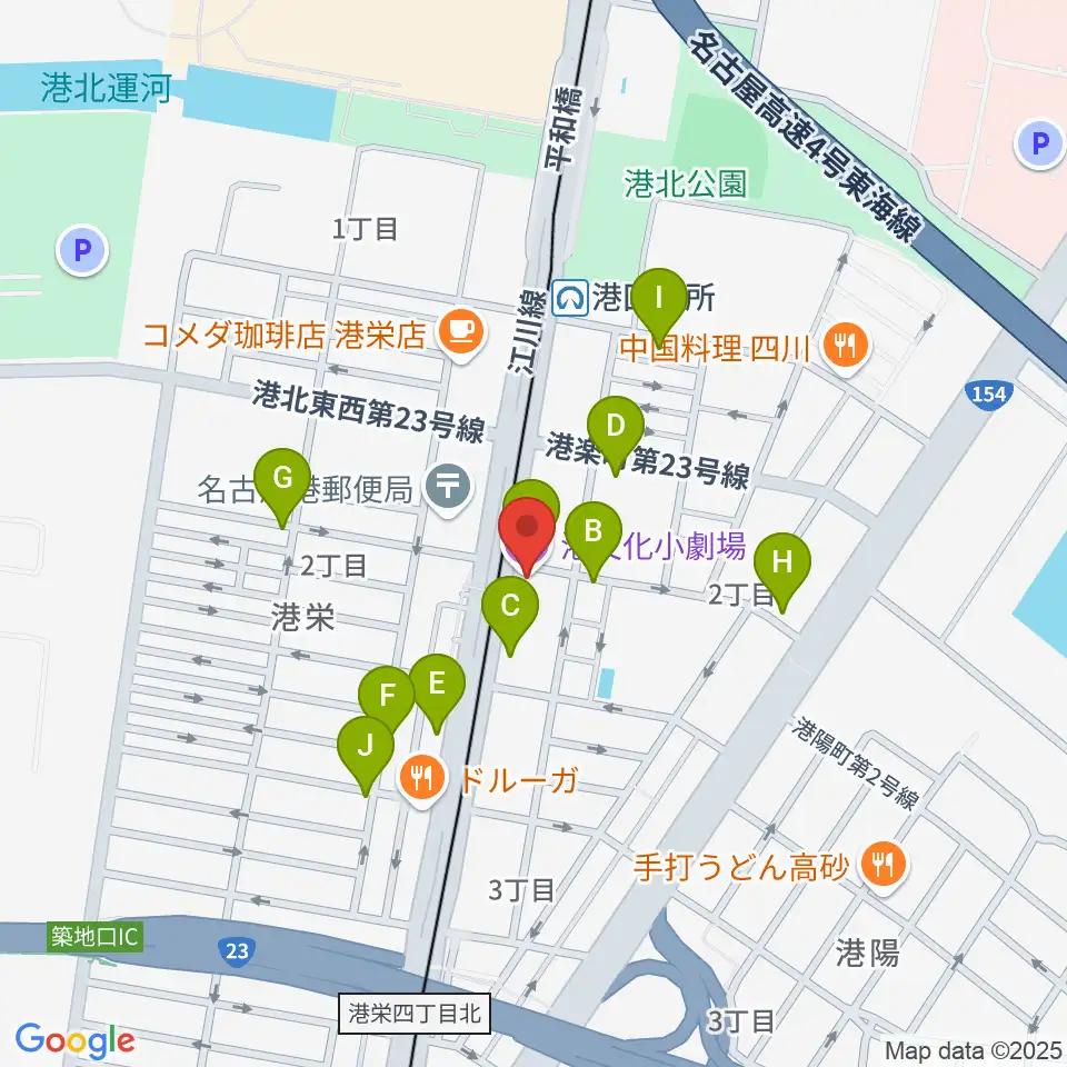 港文化小劇場周辺の駐車場・コインパーキング一覧地図
