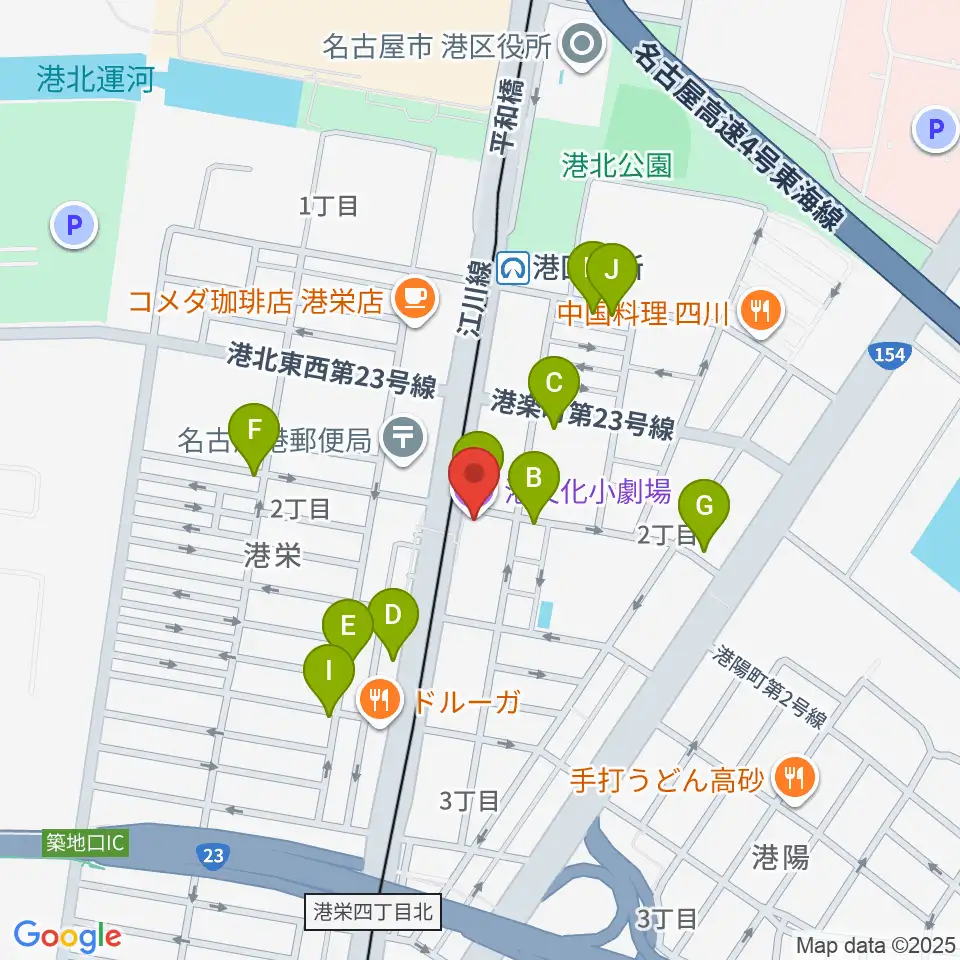 港文化小劇場周辺の駐車場・コインパーキング一覧地図