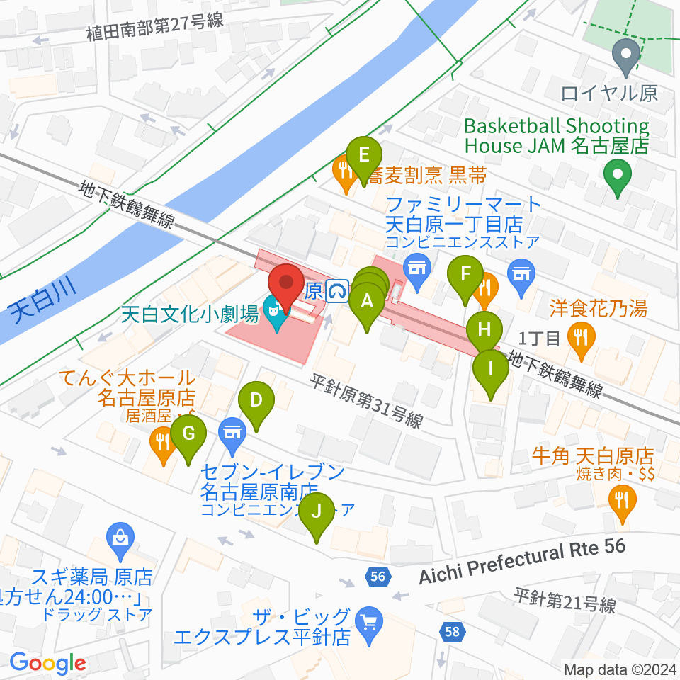 天白文化小劇場周辺の駐車場・コインパーキング一覧地図