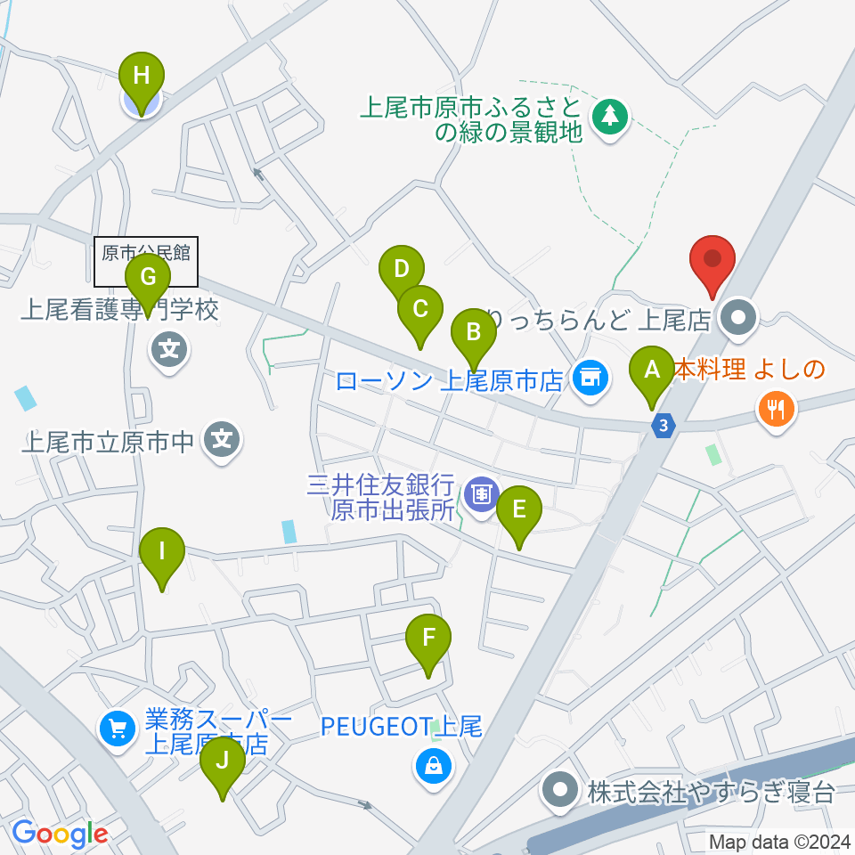 音気楽スタジオ 上尾ドラム教室周辺の駐車場・コインパーキング一覧地図