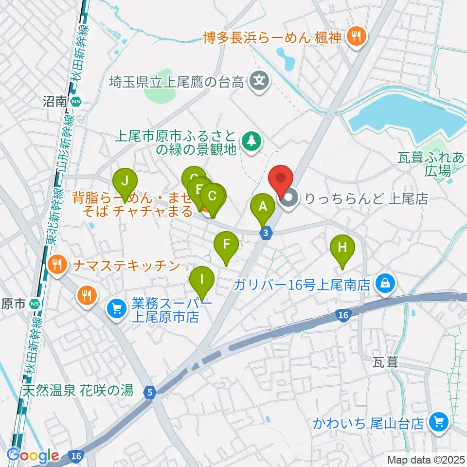 音気楽スタジオ 上尾ドラム教室周辺の駐車場・コインパーキング一覧地図