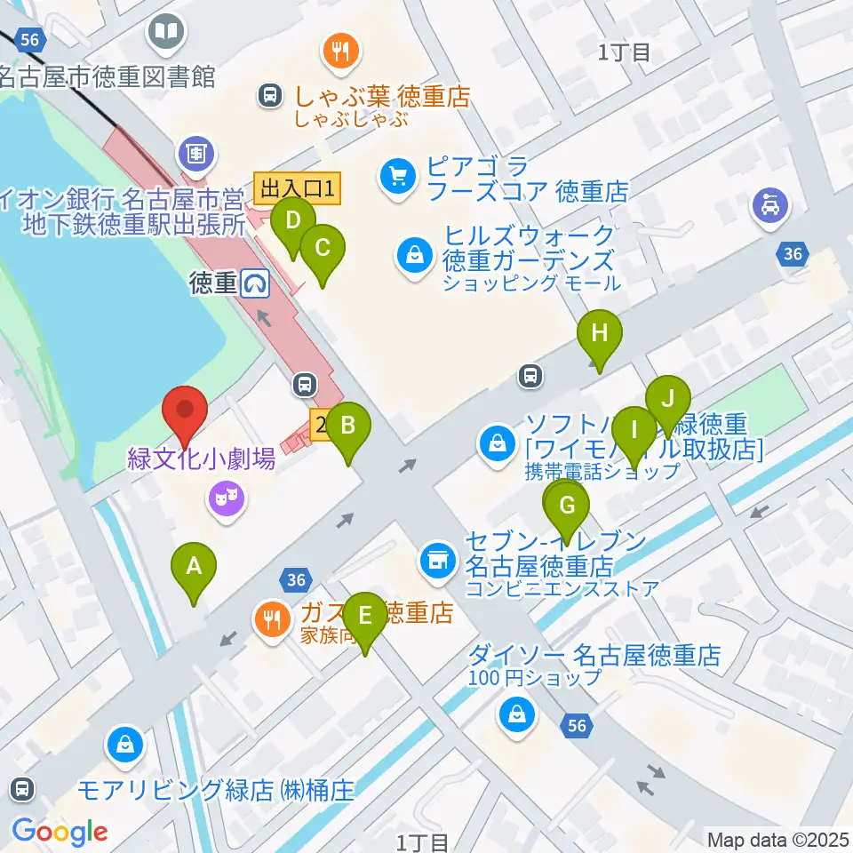緑文化小劇場周辺の駐車場・コインパーキング一覧地図
