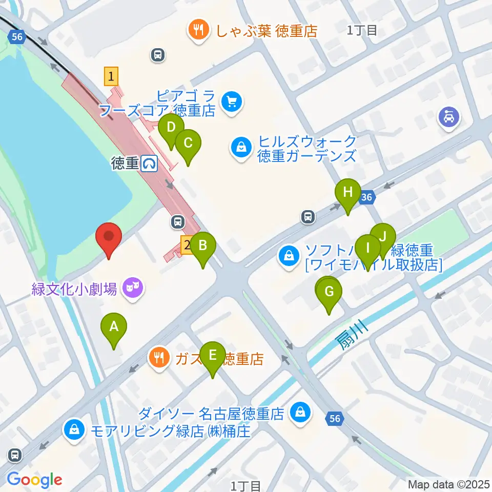 緑文化小劇場周辺の駐車場・コインパーキング一覧地図