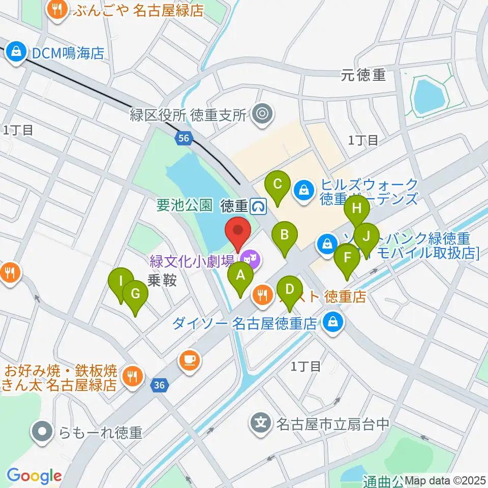 緑文化小劇場周辺の駐車場・コインパーキング一覧地図