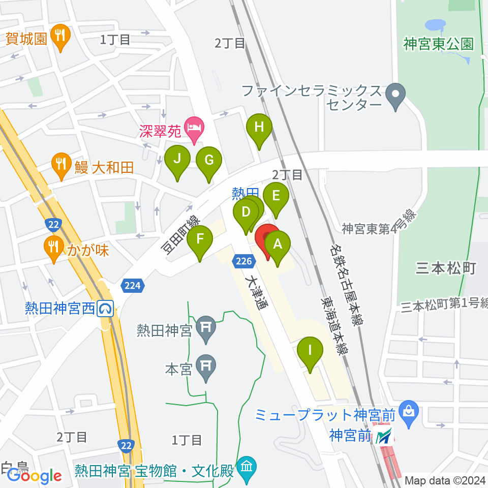 熱田文化小劇場周辺の駐車場・コインパーキング一覧地図