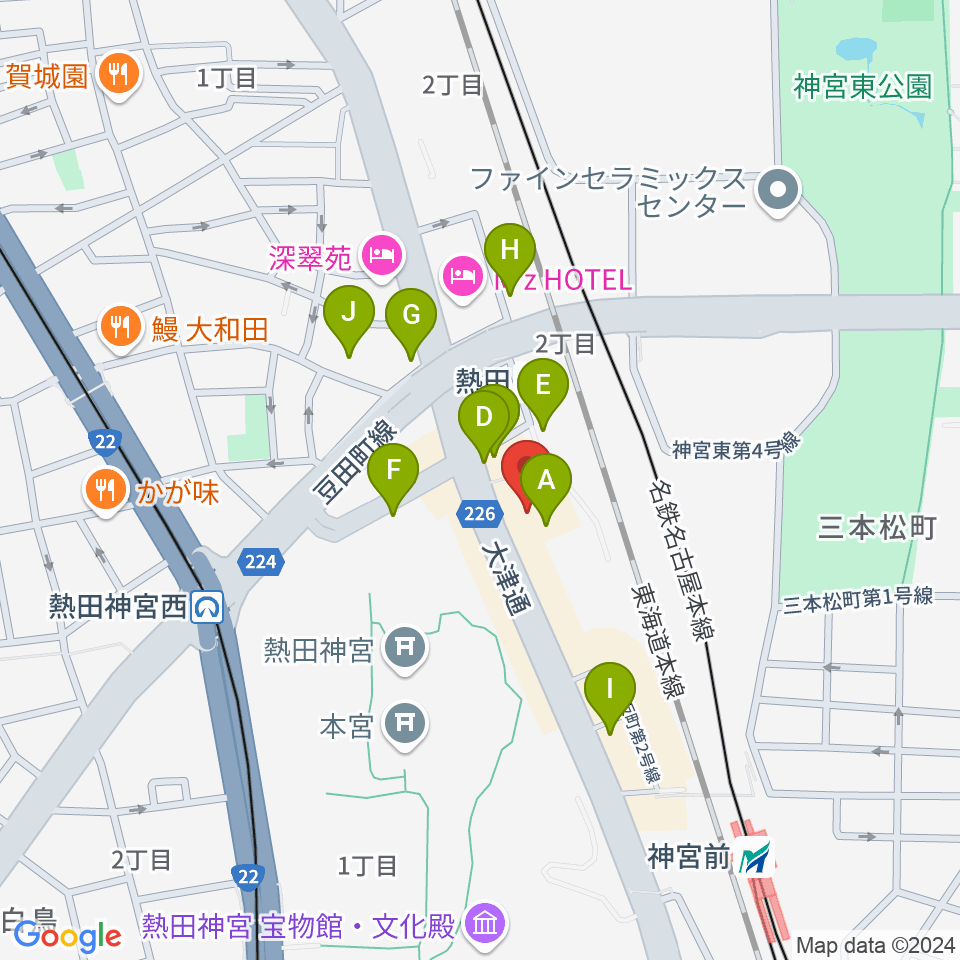 熱田文化小劇場周辺の駐車場・コインパーキング一覧地図