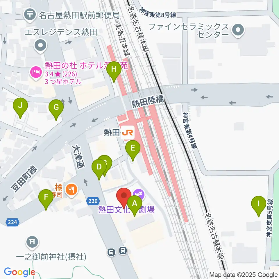 熱田文化小劇場周辺の駐車場・コインパーキング一覧地図