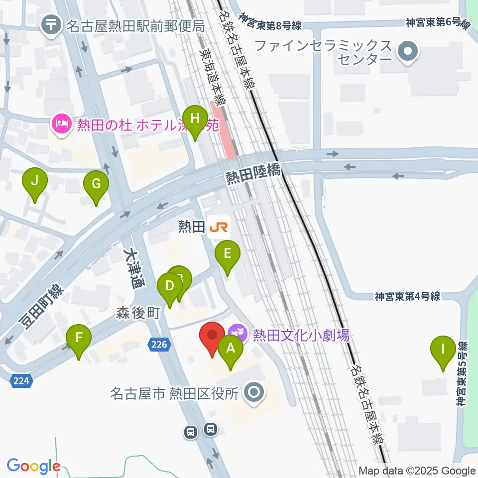 熱田文化小劇場周辺の駐車場・コインパーキング一覧地図