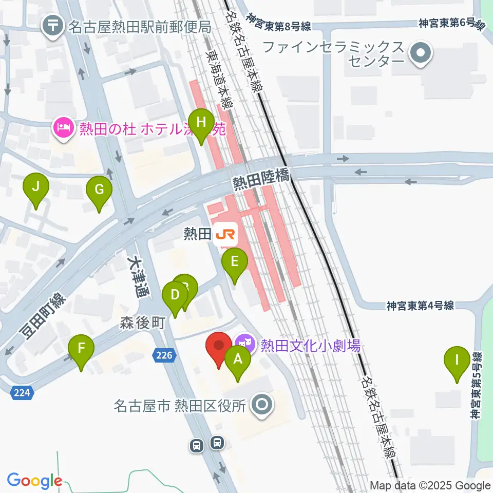 熱田文化小劇場周辺の駐車場・コインパーキング一覧地図