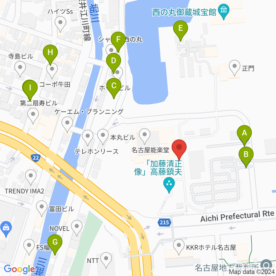 名古屋能楽堂周辺の駐車場・コインパーキング一覧地図