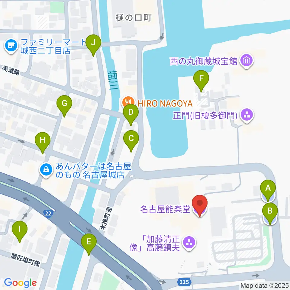 名古屋能楽堂周辺の駐車場・コインパーキング一覧地図