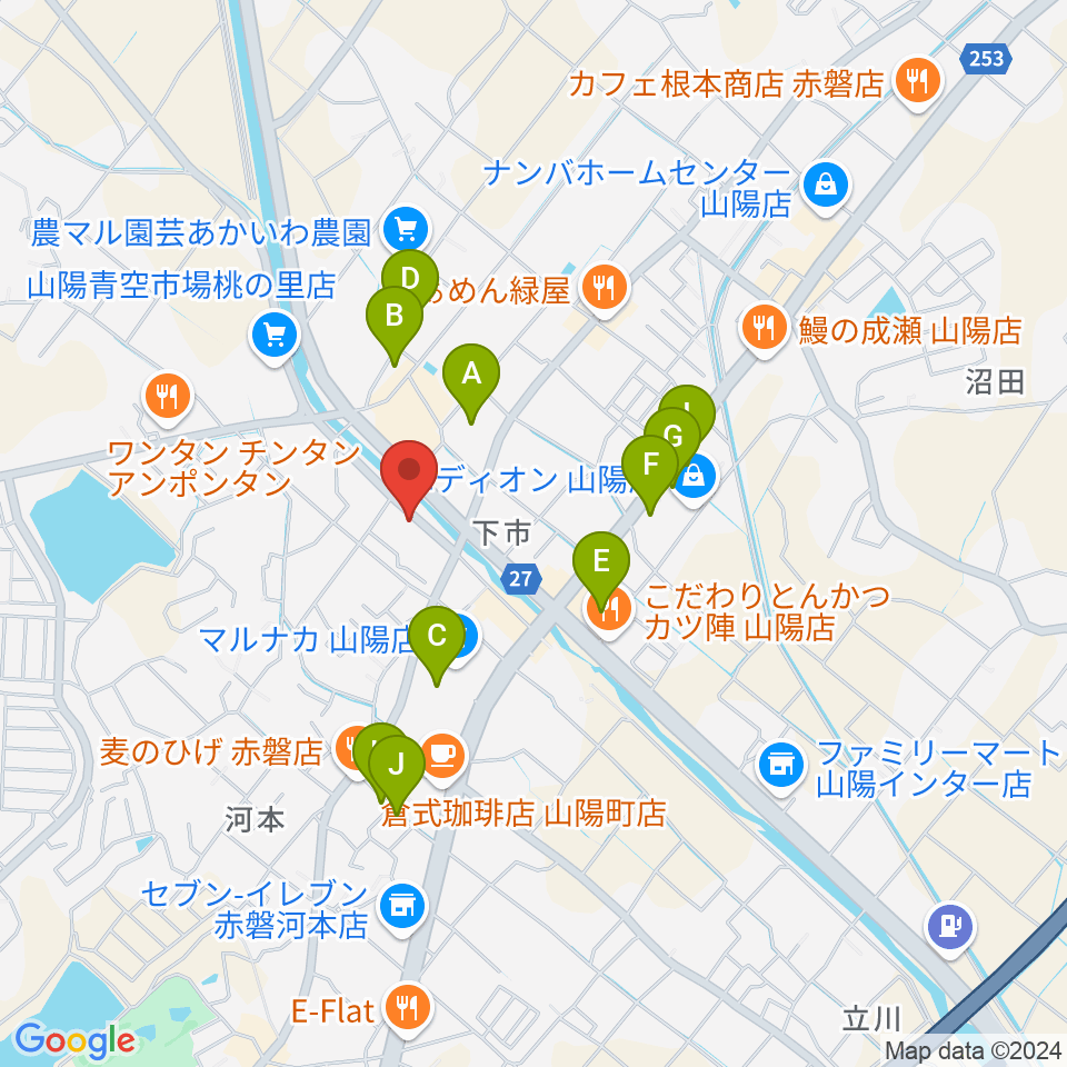 山陽こだま楽器 赤磐本店周辺の駐車場・コインパーキング一覧地図