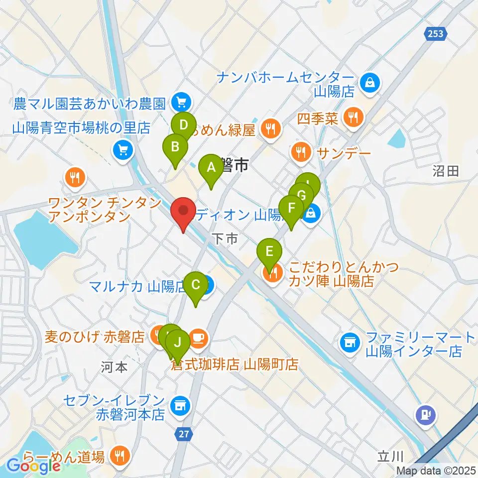 山陽こだま楽器 赤磐本店周辺の駐車場・コインパーキング一覧地図
