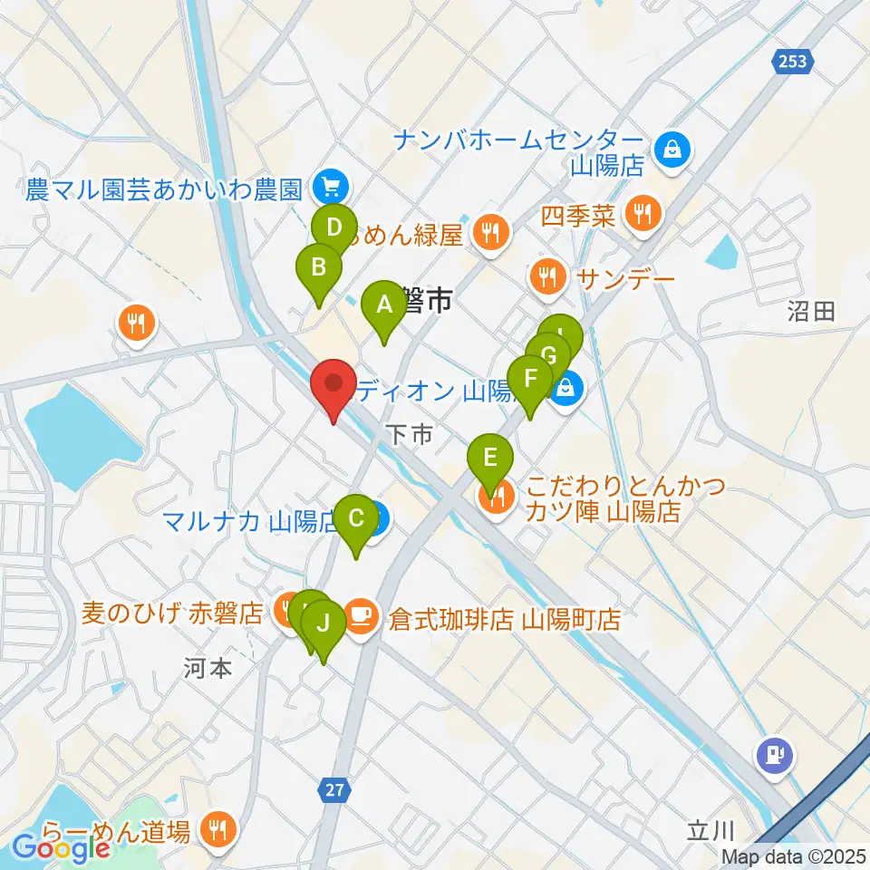 山陽こだま楽器 赤磐本店周辺の駐車場・コインパーキング一覧地図