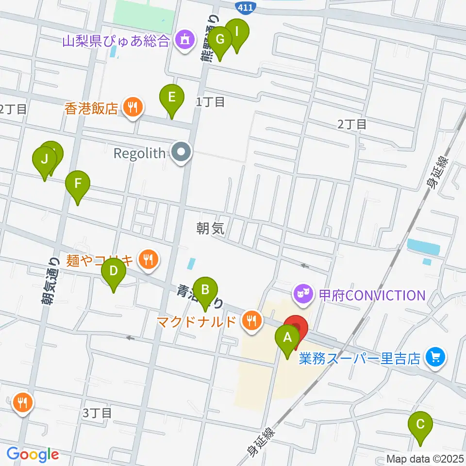 内藤楽器 甲府東センター周辺の駐車場・コインパーキング一覧地図