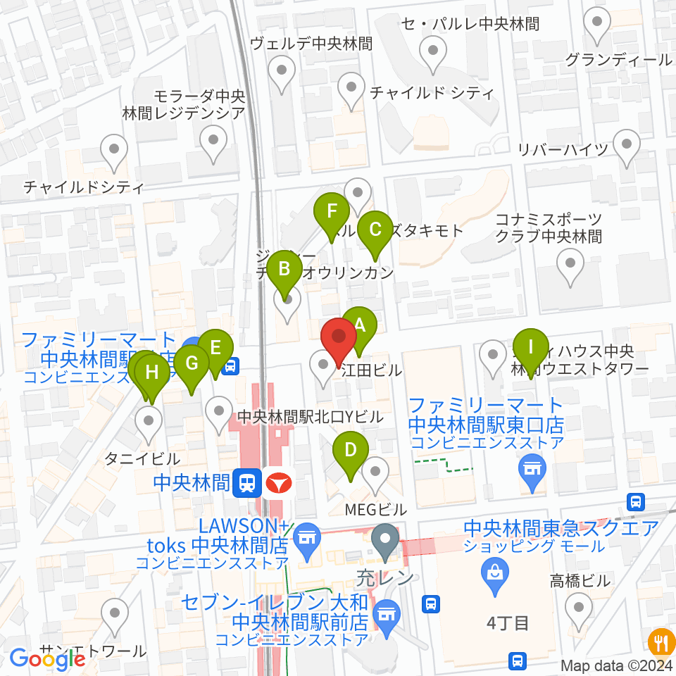 相模楽器 中央林間センター周辺の駐車場・コインパーキング一覧地図