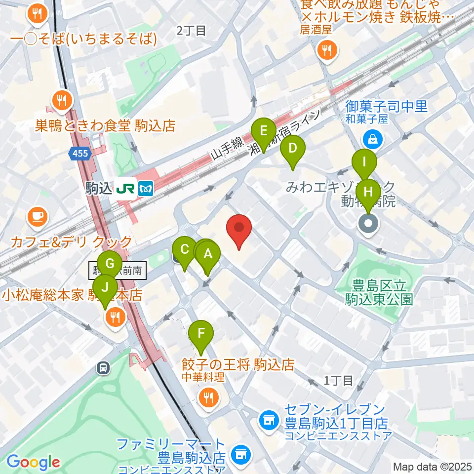 エークラスミュージック 駒込センター周辺の駐車場・コインパーキング一覧地図