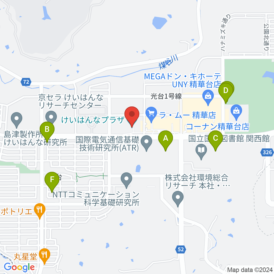 けいはんなプラザ周辺の駐車場・コインパーキング一覧地図