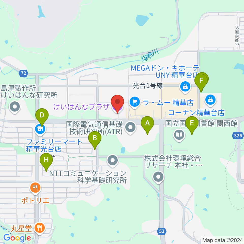 けいはんなプラザ周辺の駐車場・コインパーキング一覧地図