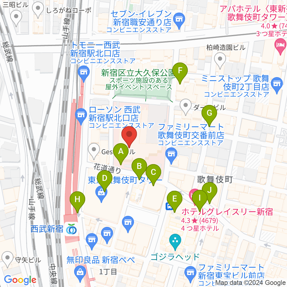 新宿ハイジアV-1周辺の駐車場・コインパーキング一覧地図