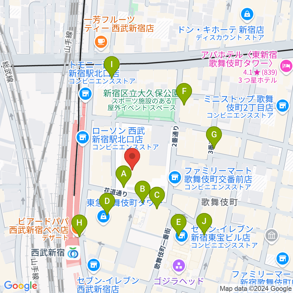 新宿ハイジアV-1周辺の駐車場・コインパーキング一覧地図